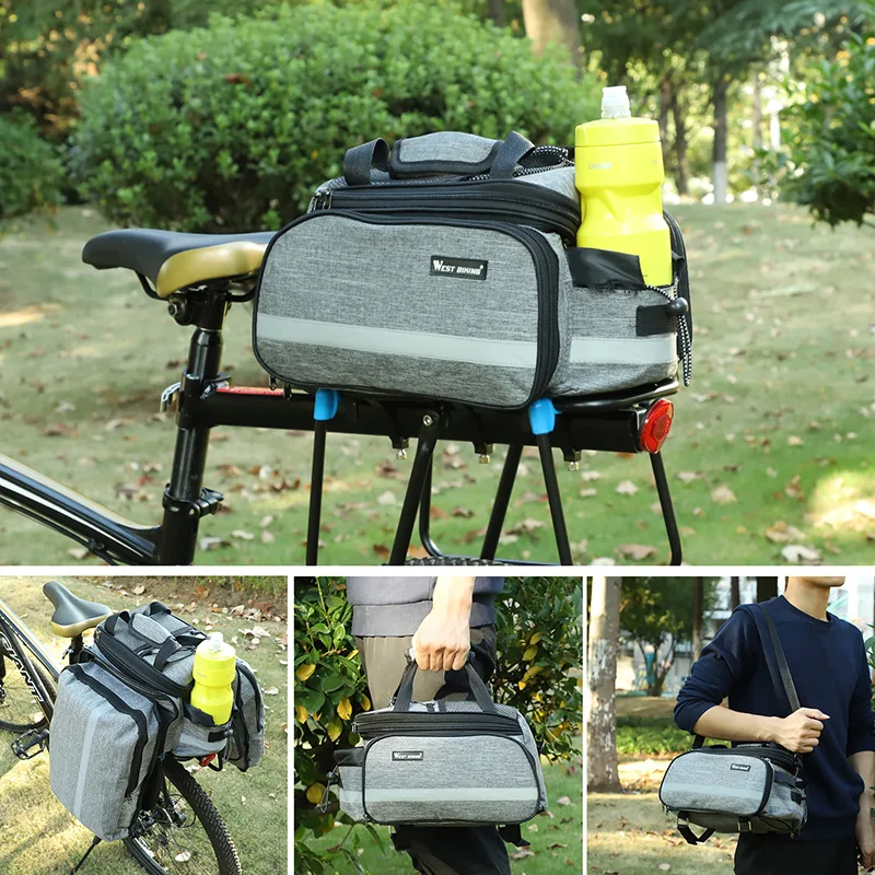 WEST BIKING 3 In 1 Bicycle Trunk Bag Mountain Bike Bag Cycling Double Side Rear Rack Seat Luggage Carrier Panniers Shoul image 2