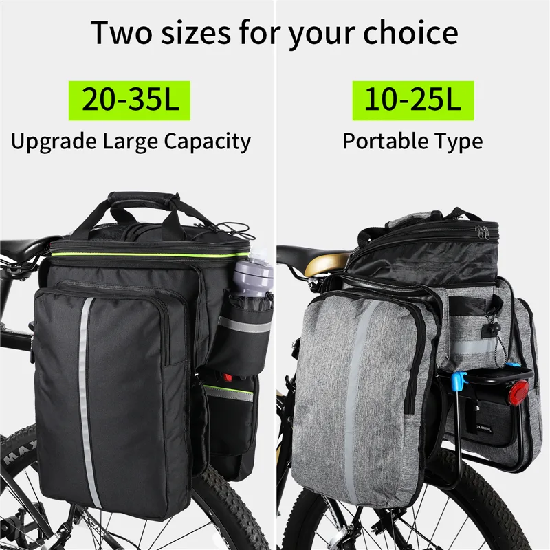 WEST BIKING 3 In 1 Bicycle Trunk Bag Mountain Bike Bag Cycling Double Side Rear Rack Seat Luggage Carrier Panniers Shoul image 4