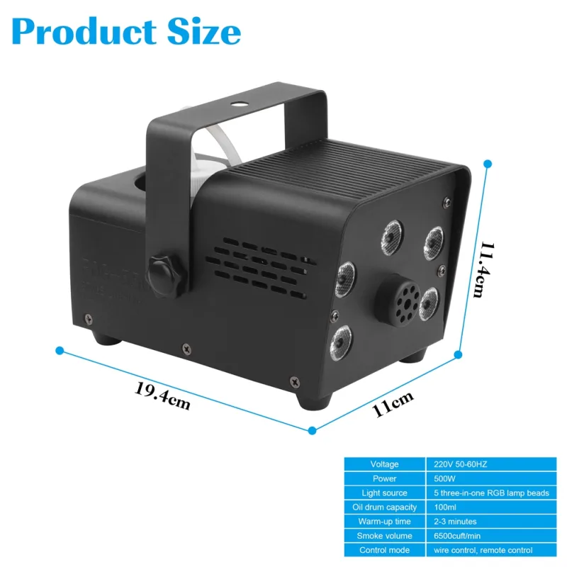500W 5PCS RGB LED Smoke Machine Wireless Remote Control Fogger Machine Stage Effect Light For Christmas Party Halloween  image 6