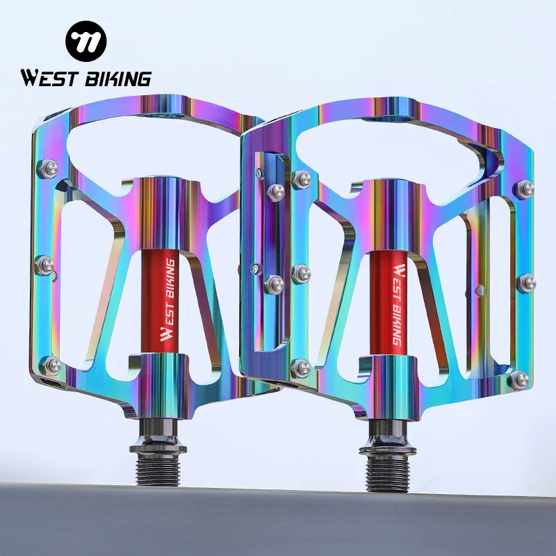 WEST BIKING Bike Cycling Pedals Ultralight 3 Bearing MTB Road Bike Pedals Non-slip Aluminum Alloy Flat Pedal Cycling Par image 1