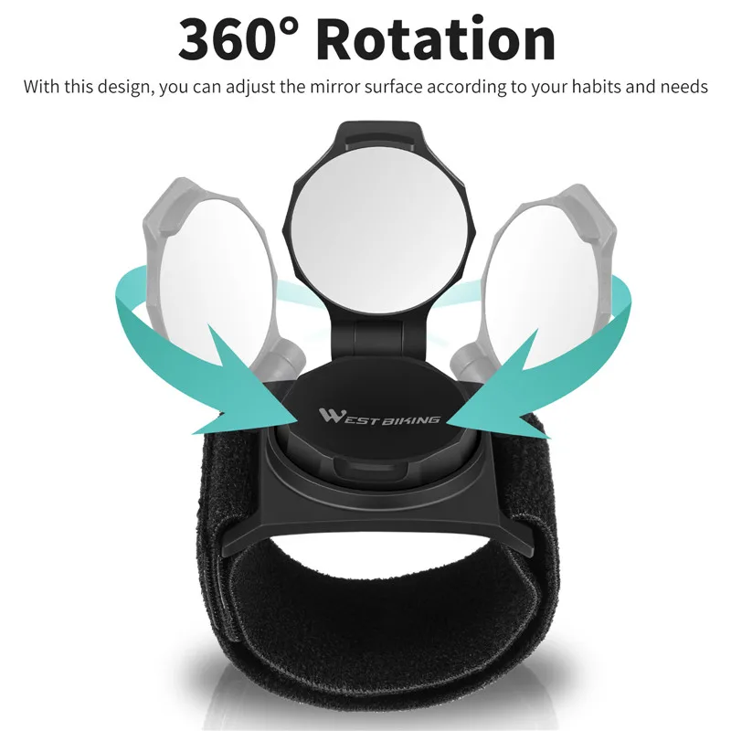 WEST BIKING Bike Mirror Wrist Wear Armband Rear View Mirror MTB Mountain Road Bicycle Adjustable Rotatable Cycling Acces image 2