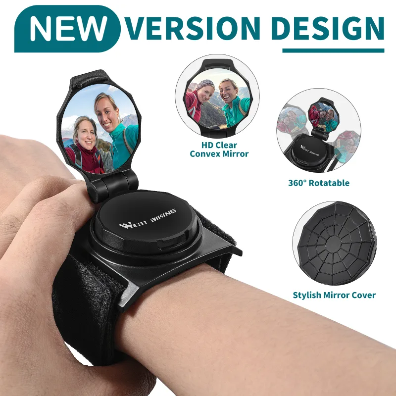 WEST BIKING Bike Mirror Wrist Wear Armband Rear View Mirror MTB Mountain Road Bicycle Adjustable Rotatable Cycling Acces image 3