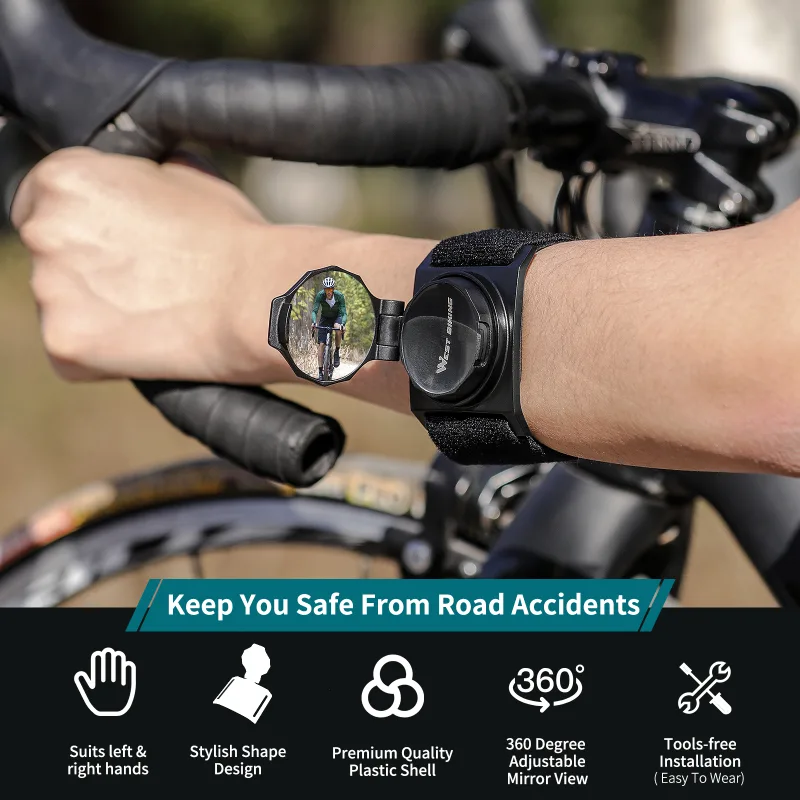 WEST BIKING Bike Mirror Wrist Wear Armband Rear View Mirror MTB Mountain Road Bicycle Adjustable Rotatable Cycling Acces image 4