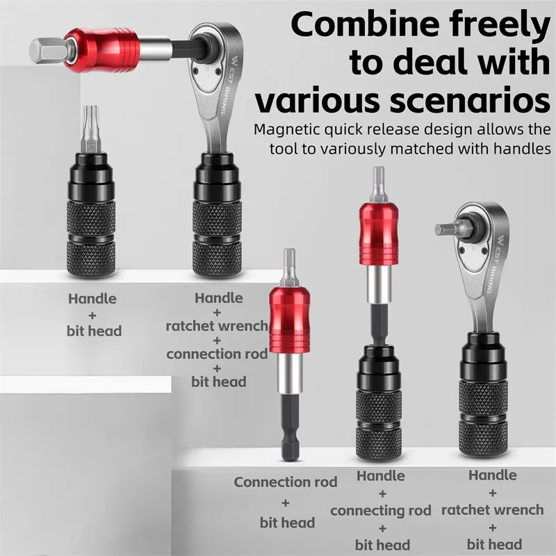 WEST BIKING Bike Reapair Tools Sets Professional Cycling Reapair Tools Ratchet Wrench Set Tire Lever Bike Pump Toolkit image 3
