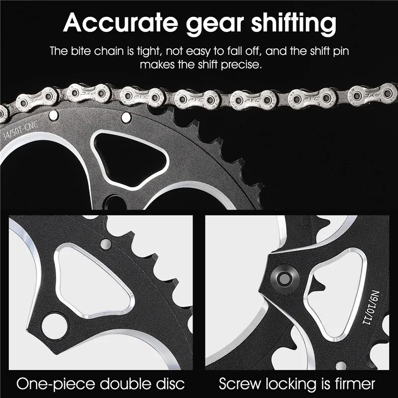 Aluminium Alloy Road Bike Chainring 34T/50T 110BCD image 4