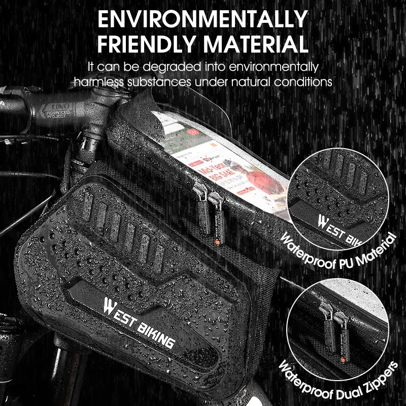 WEST BIKING Bicycle Top Tube Phone Bag Waterproof Touch Screen Phone Case Bag Bike Front Frame Bag MTB Road Bike Accesso image 2