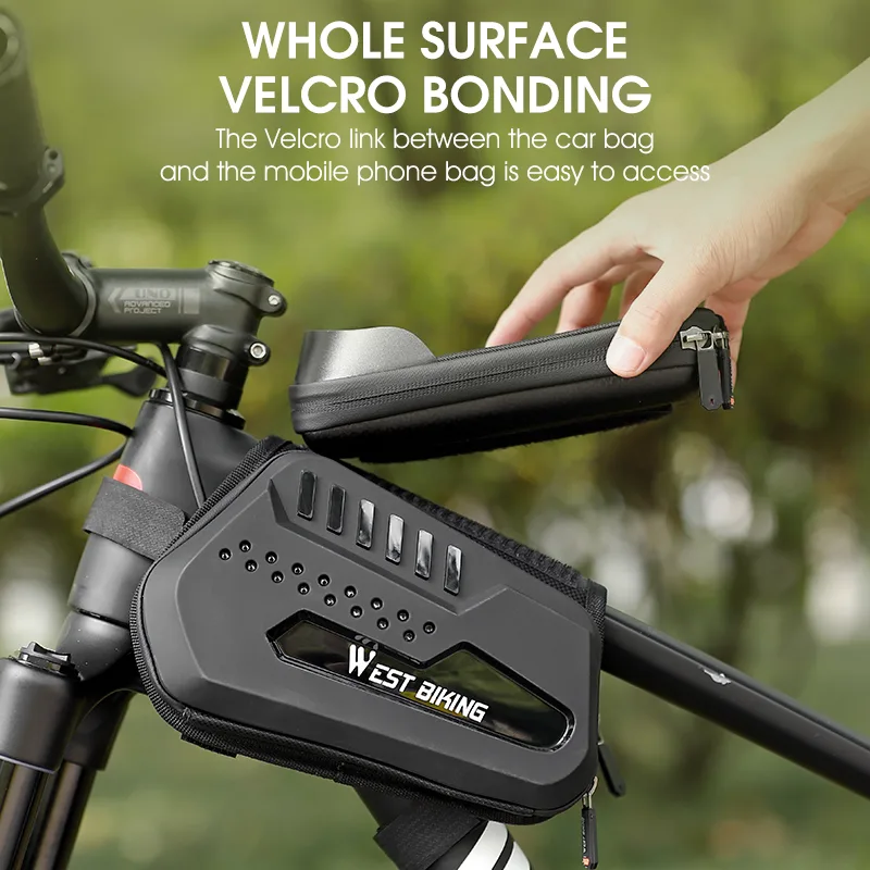 WEST BIKING Bicycle Top Tube Phone Bag Waterproof Touch Screen Phone Case Bag Bike Front Frame Bag MTB Road Bike Accesso image 6