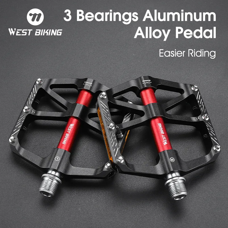 WEST BIKING Bicycle Pedals Ultralight 3 Bearings Anti-Slip Cycling Pedals BMX MTB Road Bike Sealed Bearing 9/16 "Bike Pe image 1