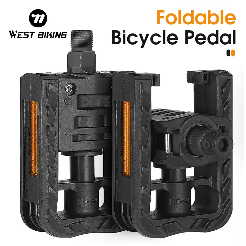 WEST BIKING MTB Pedals Mountain Non-slip Bike Pedals Lightweight Foldable Nylon Fiber Bicycle Platform Pedals for BMX MT image 1