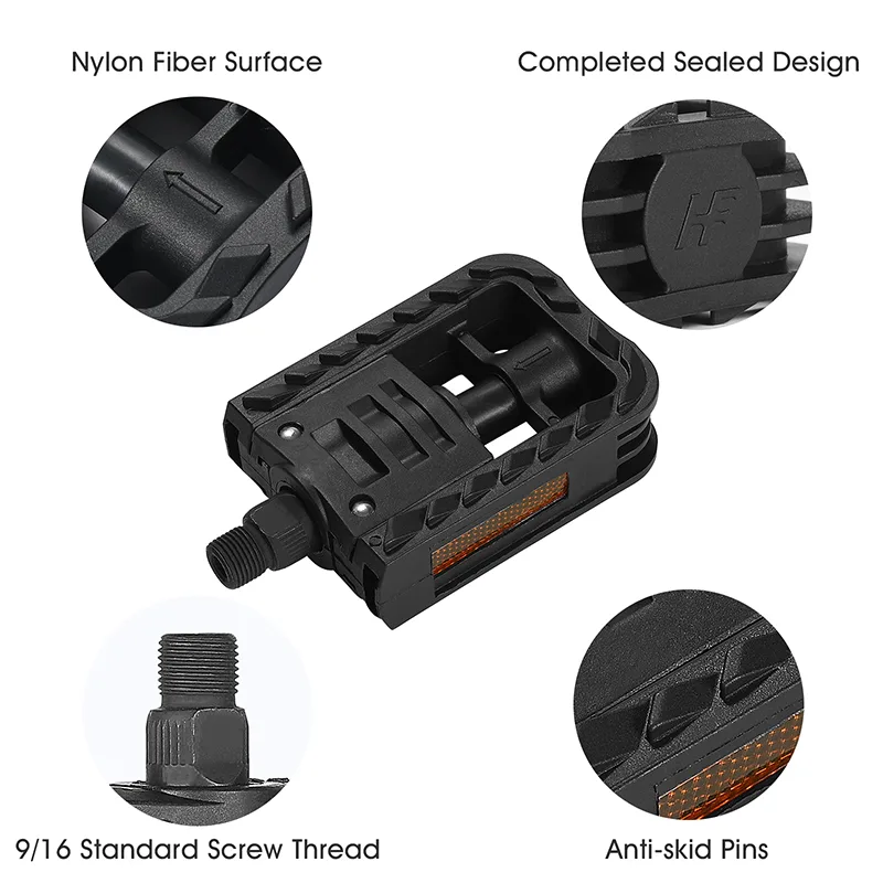 WEST BIKING MTB Pedals Mountain Non-slip Bike Pedals Lightweight Foldable Nylon Fiber Bicycle Platform Pedals for BMX MT image 5