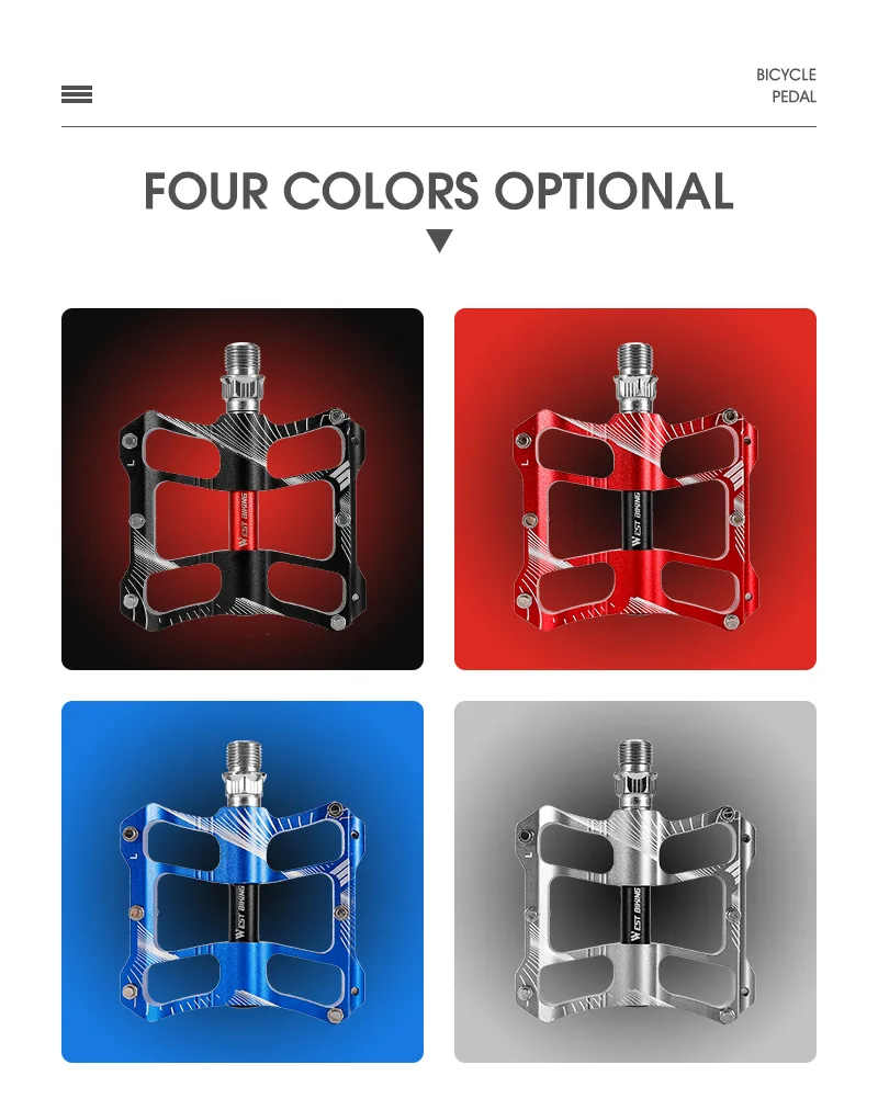 WEST BIKING Bicycle Pedal 2 Bearings Non-Slip Cycling Pedals CNC Aluminum Alloy Bike Pedals Wide Platform Accessories Pa image 6