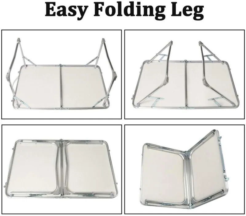 EFAN Small Folding Picnic Camping Table 60x40x26cm, Aluminium Lightweight Foldable Picnic Laptop Bed Travelling Portable image 4