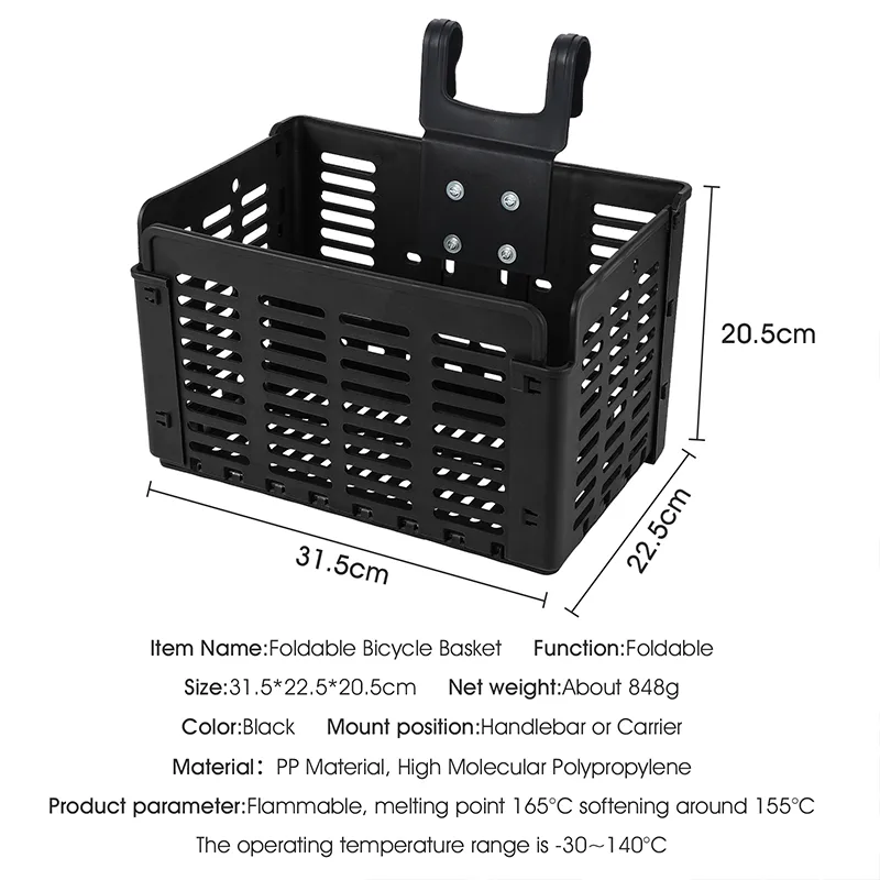 WEST BIKING Foldable Bicycle Front Basket Multi-functional MTB Road Bicycle Handlebar Bag Rear Pannier Cycling Accessori image 6