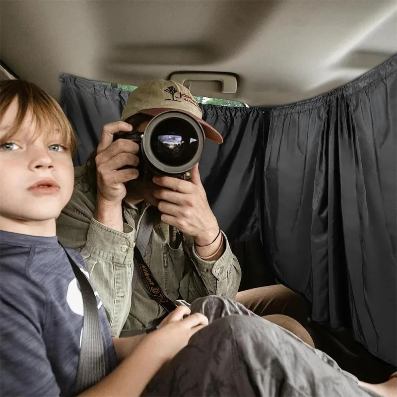 NEW 3PCS Car Privacy Curtains Car Divider Curtain Between Rear Seat Car Blackout image 5