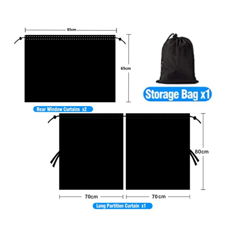 NEW 3PCS Car Privacy Curtains Car Divider Curtain Between Rear Seat Car Blackout image 6