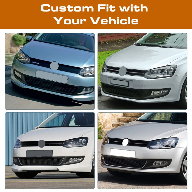 FOR VW POLO 6R GTI 09-14 FRONT BUMPER FOGLIGHT GRILLE PAIR WITH LOWER GRILLE image 4