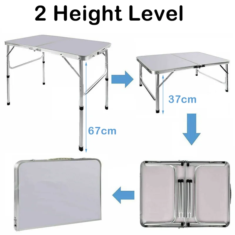 EFAN Folding Camping Table 90x60cm White image 3