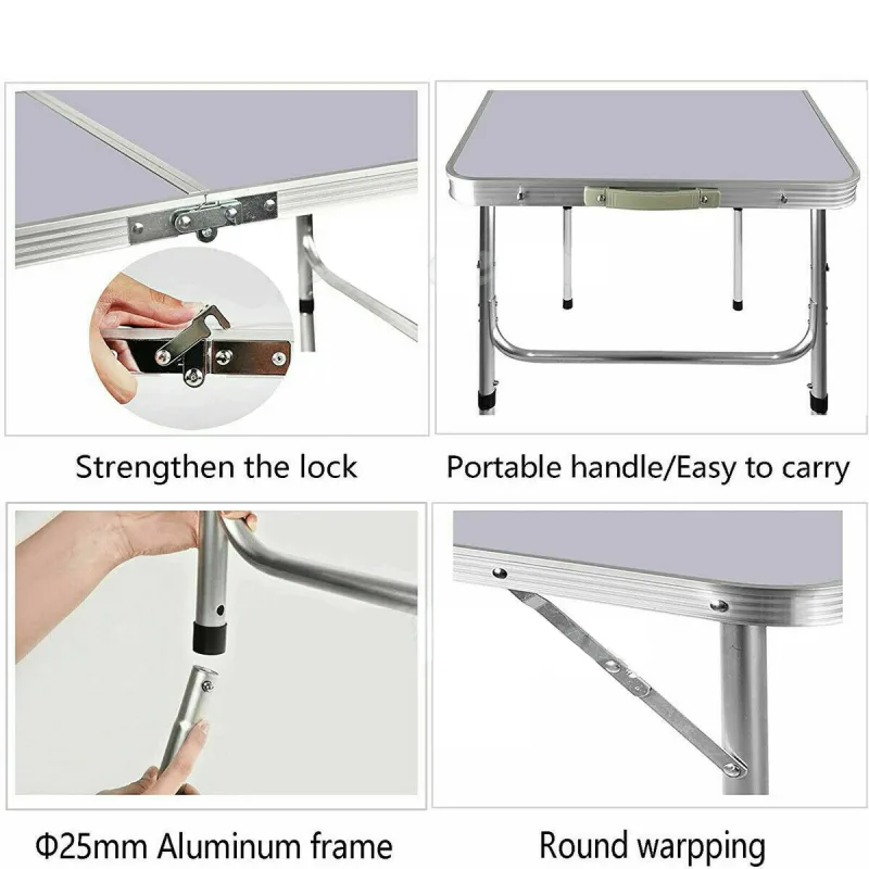 EFAN Folding Camping Table 90x60cm White image 4