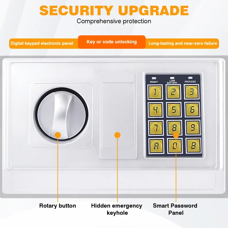 16L Electonic Safe Box Security Safe Box with Keypad and 2 Keys, Wall Mounted with Prodrilled Holes, 25 x 35 x 25cm, image 3