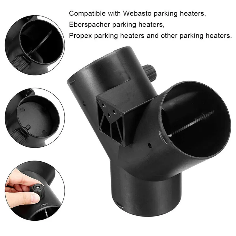 75mm Pipe Ducting Y Piece Warm Air Outlet Vent Hose Clip For Diesel Heater image 1
