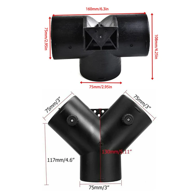75mm Pipe Ducting Y Piece Warm Air Outlet Vent Hose Clip For Diesel Heater image 5