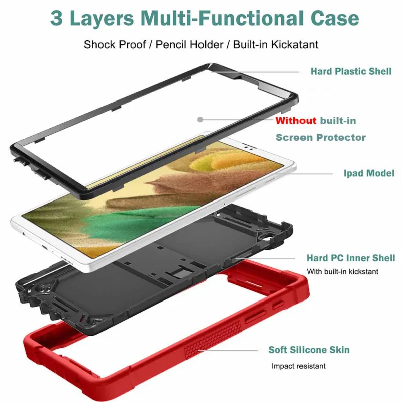 Case For Samsung Galaxy Tab A7 Lite 8.7" T220/T225 ，Shockproof Hard PC+Silicone Heavy Duty Stand Cover image 4