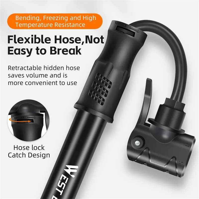 WEST BIKING Portable High Pressure Pump Mini Flexible Cycling Tire Ballon Inflator Hand Air Pump Bicycle Accessories Bik image 3