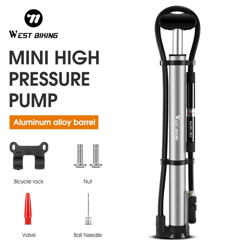 West Biking Long Hose Manual Bicycle Foot Pump image 1