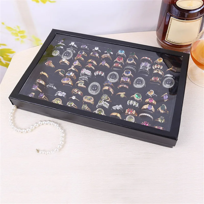 Jewellery Box Organizer Display Case with Velvet Lining Transparent Glass Lid UK image 3