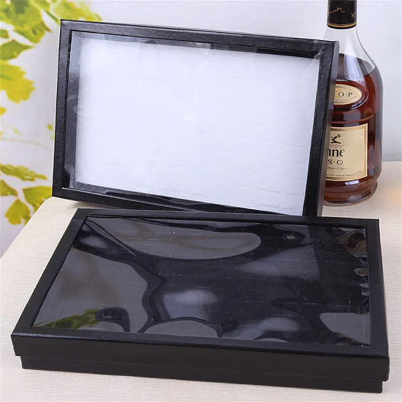 Jewellery Box Organizer Display Case with Velvet Lining Transparent Glass Lid UK image 4