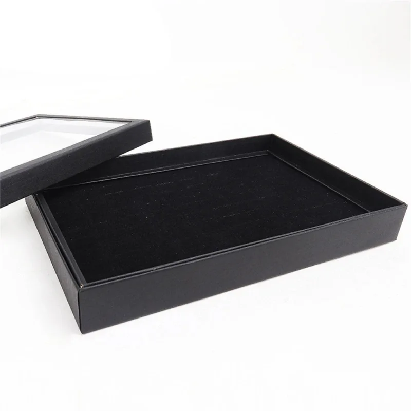 Jewellery Box Organizer Display Case with Velvet Lining Transparent Glass Lid UK image 5
