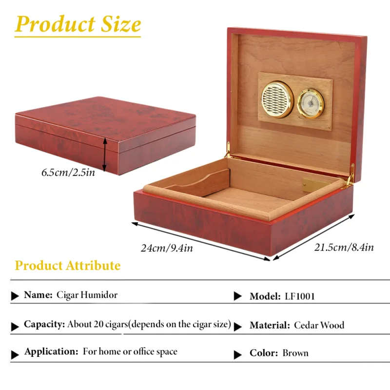 Cedar Wood Portable Cigar Humidor image 5