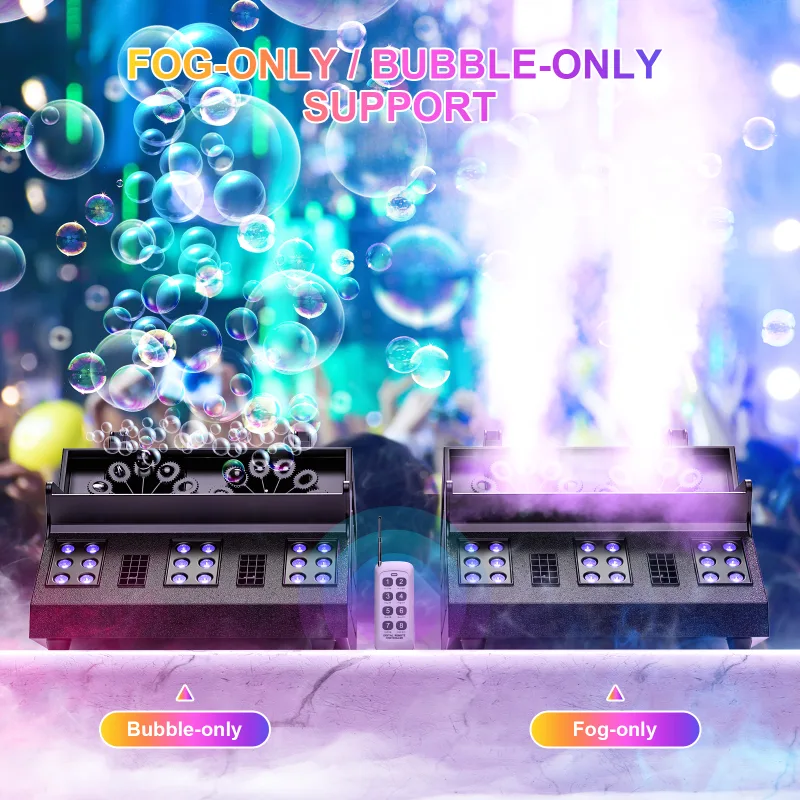 1500W Smoke Bubble Machine 3in1 RGB 18 LEDs Bubble Fog Machine DMX512 Remote Stage Effect Light For DJ Party Wedding Hal image 3