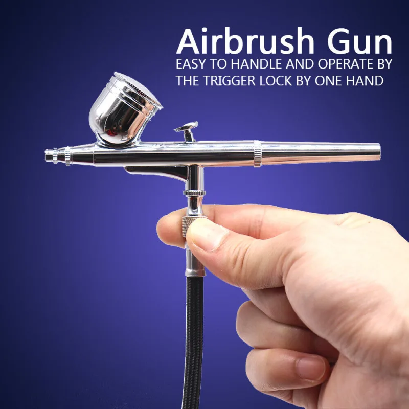 Mini Airbrush Compressor Kit Spray Gun Dual Action Air Brush Paint Model 0.3MM image 2