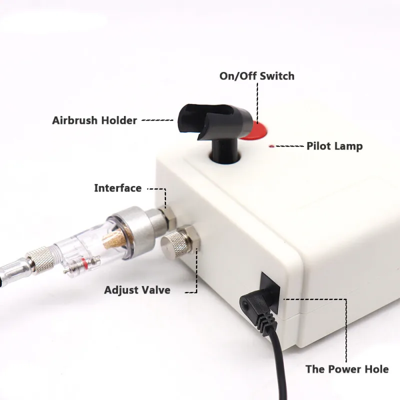 Mini Airbrush Compressor Kit Spray Gun Dual Action Air Brush Paint Model 0.3MM image 3