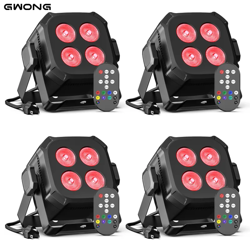 GWONG 4PCS 60W RGBW 4 IN 1 LED Par Lights DJ Light DMX Remote Control Stage Light Sound Activated Effect Light for Party image 1