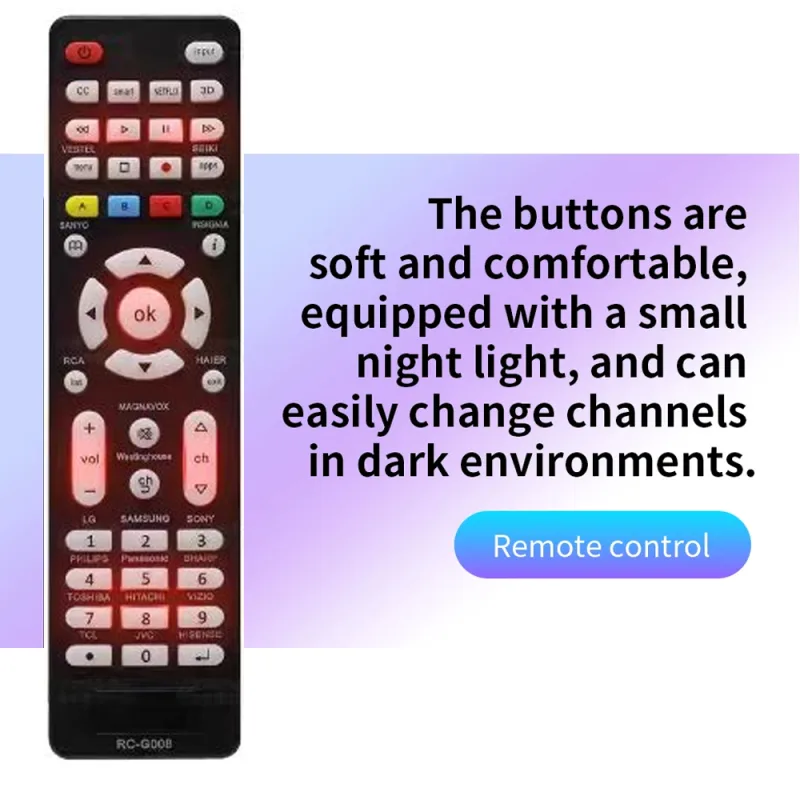 Universal RC-G008 Replcement Remote Control for All models and brands TV with Light in the night - image 2