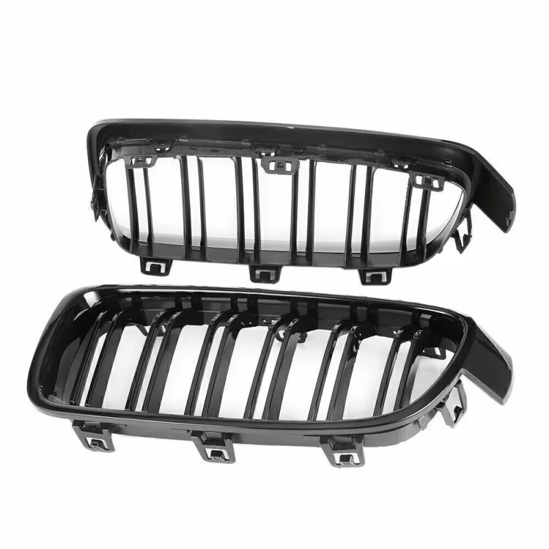 FITS BMW F30 F31 F35 3 SERIES 2011-2019 KIDNEY TWIN GRILL GLOSS BLACK DUAL LINE UK image 4