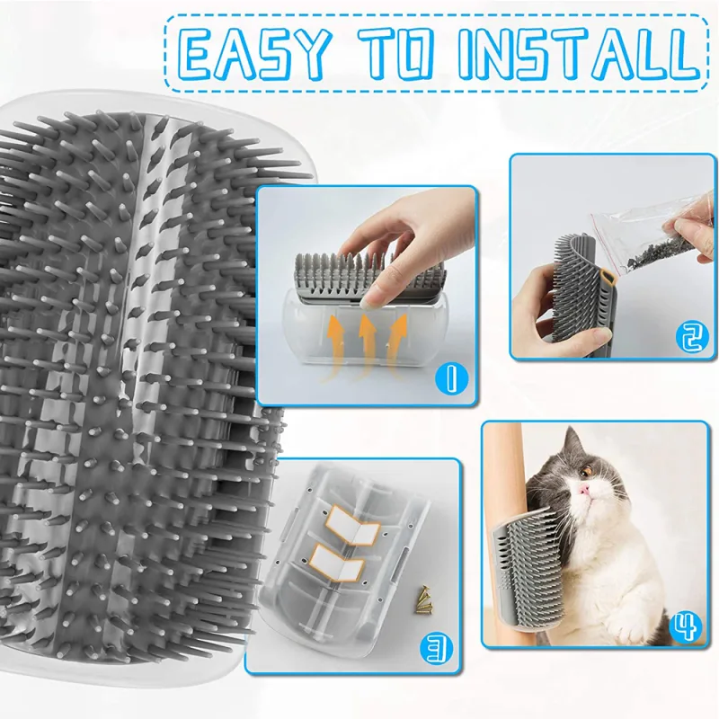 4X Cat Grooming Brush Self-Cleaning Scratcher image 3