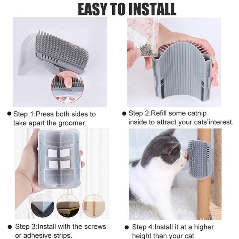 4X Cat Grooming Brush Self-Cleaning Scratcher image 5