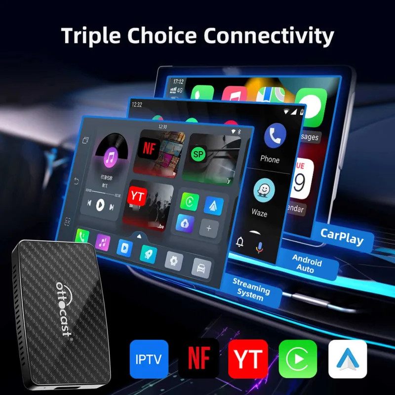 OTTOCAST Play2Video Pro Wireless CarPlay Android Auto Adapter for Youtuber for NetFlix Car Accessories for Lada HAVAl HY image 2