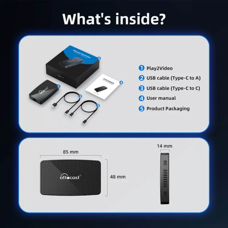 OTTOCAST Play2Video Pro Wireless CarPlay Android Auto Adapter for Youtuber for NetFlix Car Accessories for Lada HAVAl HY image 6