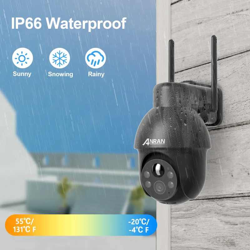 ANRAN 3MP Outdoor Surveillance Camera Alexa-Compatible 2.4G Wireless WiFi Solar Battery Camera Spotlight PIR Motion Dete image 6