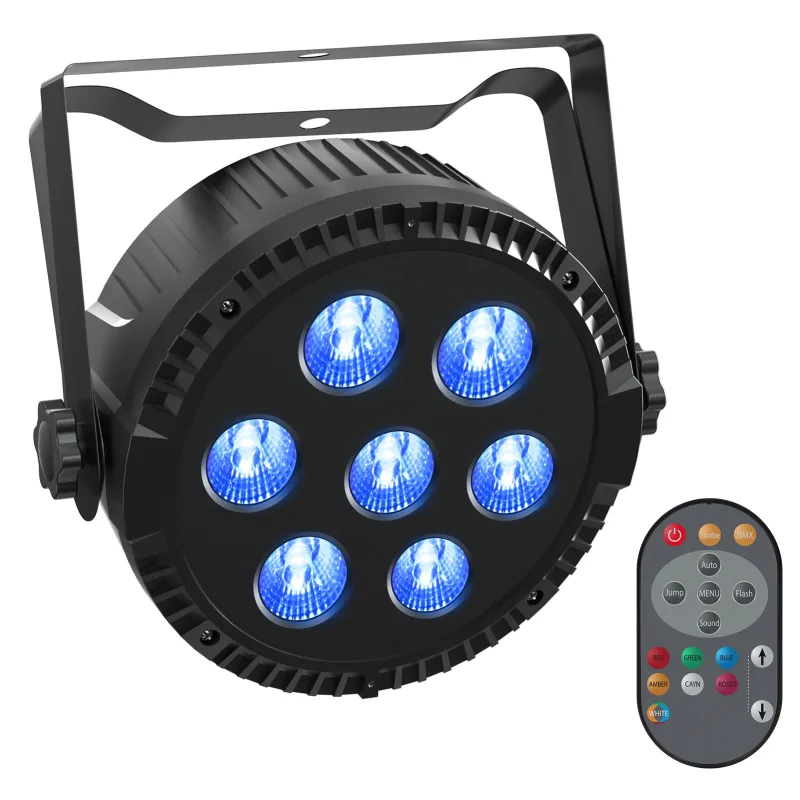 42W Par Light 4 in 1 RGBW 7 LED Stage Effect Light DMX512 Master- Slave Sound Active With Remote Control For KTV Bar DJ  image 1