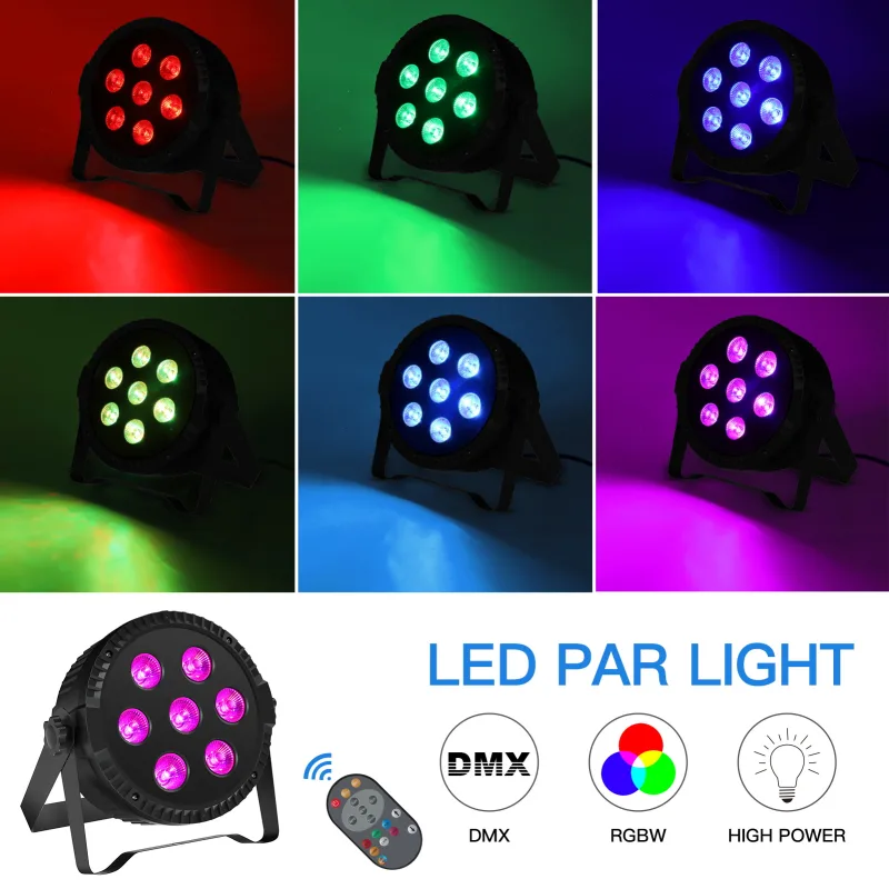 42W Par Light 4 in 1 RGBW 7 LED Stage Effect Light DMX512 Master- Slave Sound Active With Remote Control For KTV Bar DJ  image 2