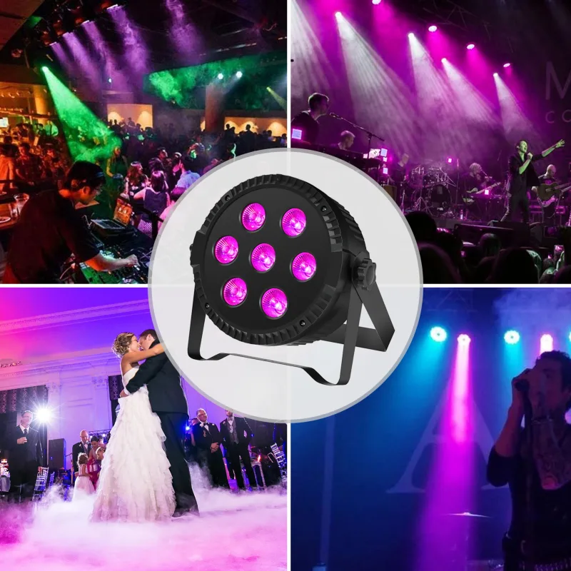 42W Par Light 4 in 1 RGBW 7 LED Stage Effect Light DMX512 Master- Slave Sound Active With Remote Control For KTV Bar DJ  image 3