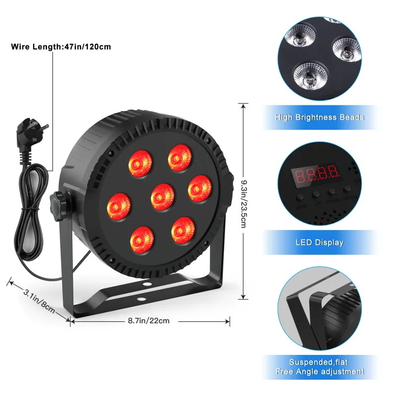 42W Par Light 4 in 1 RGBW 7 LED Stage Effect Light DMX512 Master- Slave Sound Active With Remote Control For KTV Bar DJ  image 5