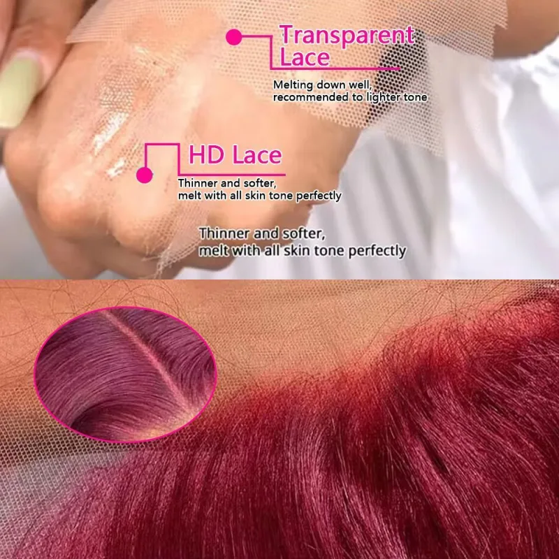 Burgundy 13x6 HD Lace Frontal Human Hair Wig Straight wig 13x4 Lace Front Human Hair Wigs For Women 99J Colored 200 High image 5