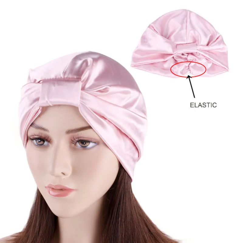 NEW Night Sleeping Cap Hair Women Bonnet Hat Head Cover Satin Turban Wrap Hats image 4