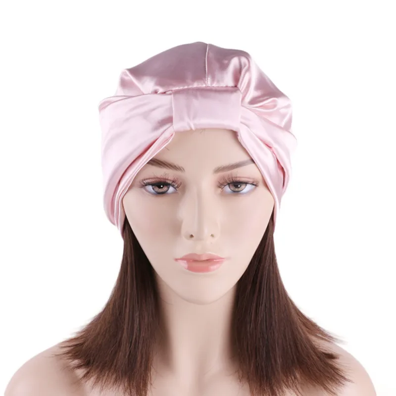NEW Night Sleeping Cap Hair Women Bonnet Hat Head Cover Satin Turban Wrap Hats image 5